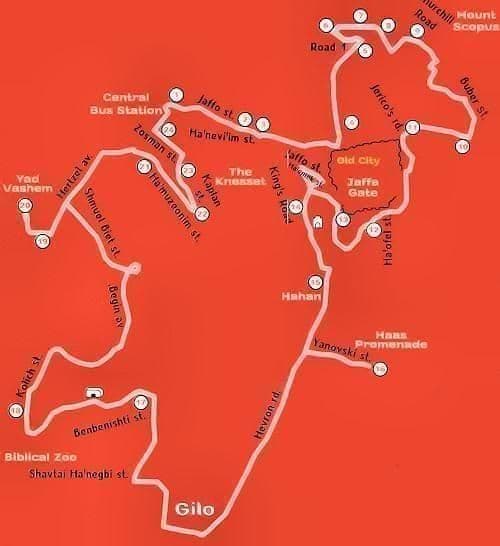 耶路撒冷跳上跳下巴士旅游地图