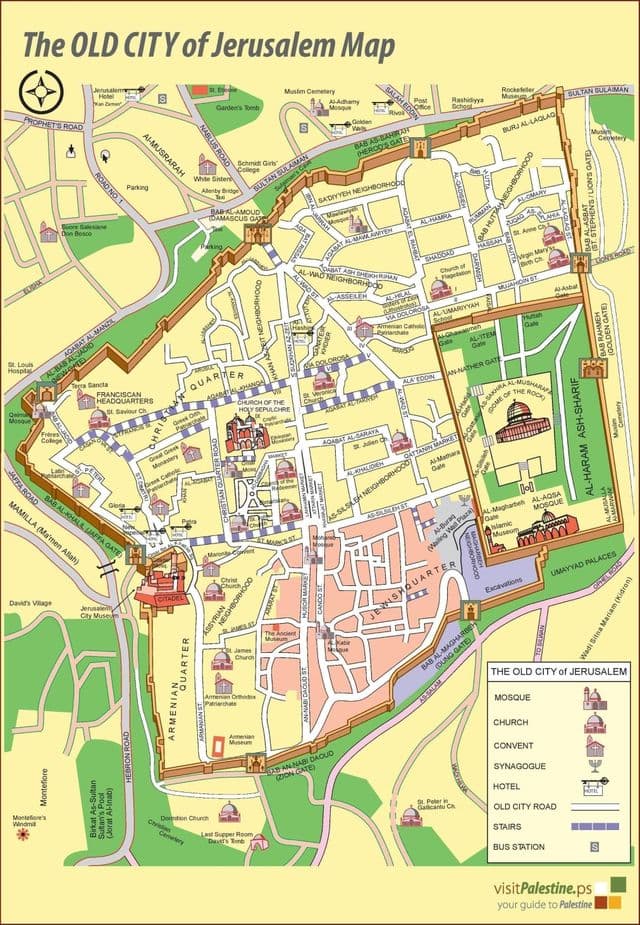 耶路撒冷徒步游览地图